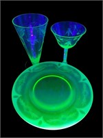Uranium Vaseline glass Etched grouping