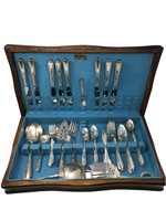 WM Rogers silver plate flatware with case