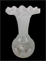 White confetti ruffled top glass vase