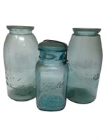 Antique blue Ball Standard mason jar grouping