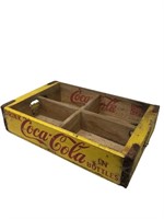 1962 Coca-Cola yellow wooden separated crate