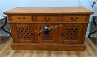 Rustic Wood Three Drawer & Cupboard Cabinet