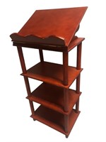 Cherry 4 tier dictionary shelf stand folding top