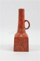 Mid Century ES KERAMIK Red Finger Handle Vase