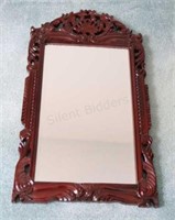 Carved  Asian Theme Wood Frame Mirror
