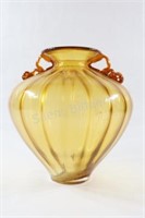 Decorative Floor Art Glass Yellow Display Vase