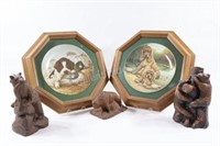 Vintage Bear & Buffalo Candles, Collector Plates