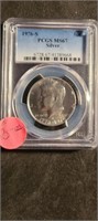 1967 Silver  Kennedy Half Dollar--graded Ms67