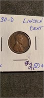 1930 D,  1919 S, 1938 P, 1920 D Lincoln Cents