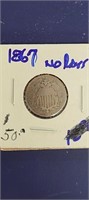 1867 Shield Nickel--no Rays