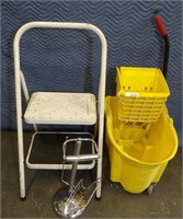 Mop Bucket, Two Step Stool & Toilet Paper Holder