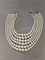 Vintage Six Strand Faux Pearl Necklace