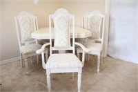 Vintage White Wash Dining Table w Six Chairs