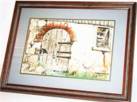C.X. "Charlie Carlson" Framed Water Color,