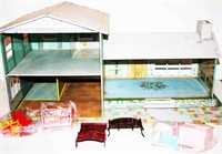 Marx Tin Litho Doll House w/ Plastic