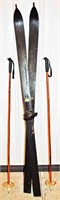 Pair Of Vintage Wooden Skis & Poles By Northland