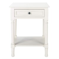 Tate 26 in. Distressed White Square Wood End Table