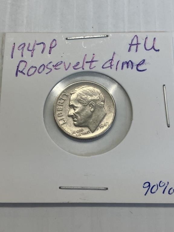 Roosevelt Silver Dime 1947P AU
