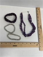 12" Amethyst Necklace with Silver Accents