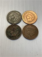 Lot of 4 Indian Head Cents 1880, 1882, 1893, 1899