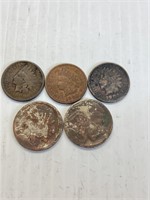 Coin Lot 2 Buffalo Nickels(No Date) 3 Indian Head