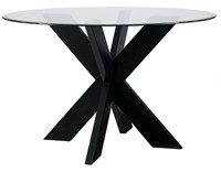 Contemporary Adler X Base Dining Table With Glass