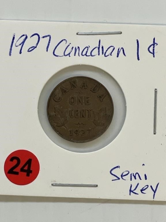 1927 Candian 1 Cent- Semi Key Date