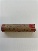 Roll of 50 1940's & 1950's Canadian 1 Cent