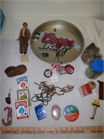 Vintage Small Collectibles in Coors Light Tray