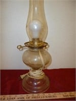 Electrified Vintage Glass Hurricane Lamp