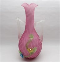 Antique 10 1/2" Pink Satin Glass Vase: As-Is