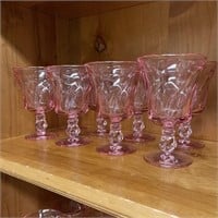 8 Fostoria Jamestown Pink Glasses