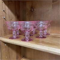 8 Fostoria Jamestown Pink Short Sherbet Glasses