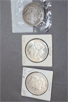 3 - 1881 Morgan Silver Dollars