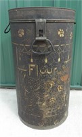 Large Vintage Flour Tin Can: 21" Tall