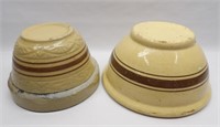 2 Stoneware Banded Mixing Bowls