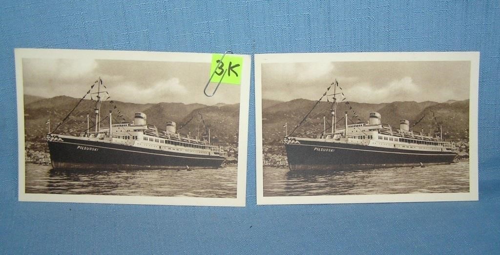 Pair of early ocean liner post cards