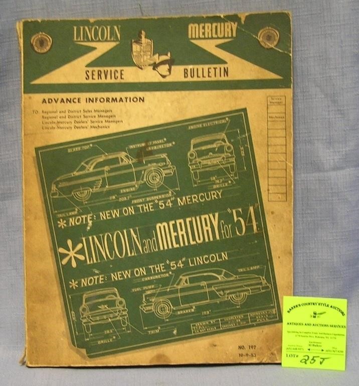 Vintage Lincoln Mercury service manual of 1954