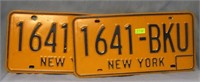 Pair of vintage NY license plates