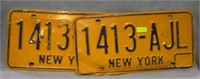 Pair of vintage NY license plates