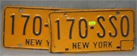 Pair of vintage NY license plates