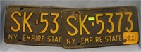 Pair of vintage NY license plates