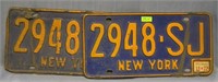 Pair of vintage NY license plates