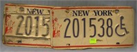 Pair of vintage NY handicap license plates