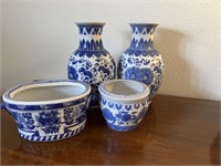 Blue Transferware Vases and more