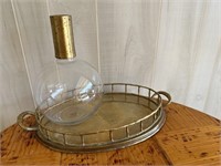 Brass Tray and Decorative Decanter