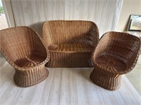 Woven Chairs and Bench