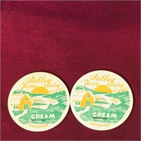 Pair Of Valley Farms Milltown NB Cream Bottle Tops