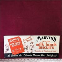 Marven's Milk Lunch Biscuits Cardboard Sign