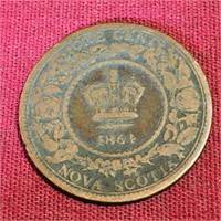 1864 Nova Scotia One Cent Coin